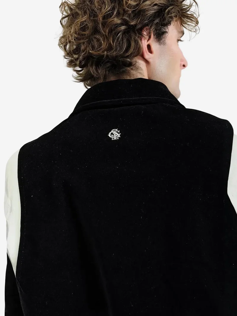 Giesto Black GIESTO Color Blocked Velvet Jacket for Men | Best Price UAE